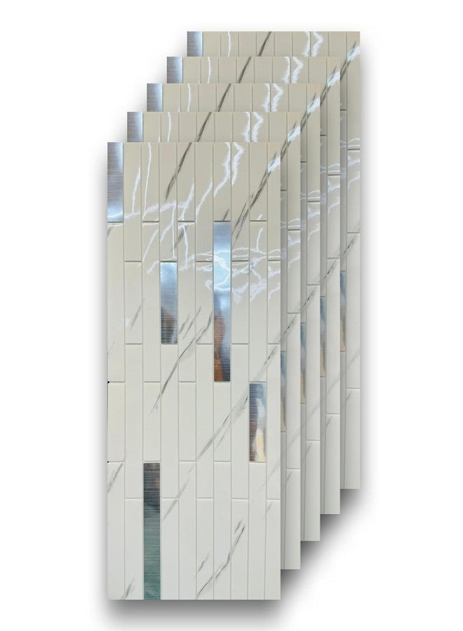 STL Self Adhesive Waterproof 3D Wall Panels - PE Foam Brick Wall Tiles & Wallpaper Stickers for Home, Office, Living Room, Kitchen, and Bathroom Décor (White Ocean Silver Panel, Pack of 20) - Image 1